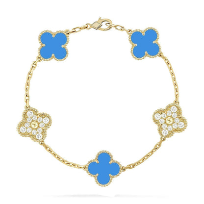 [Vera Jewelry] CLOVER 5 MOTIF BLUE AGATE BRACELET COLLECTION