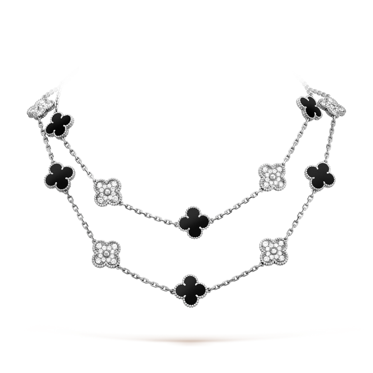 [Vera Jewelry]CLOVER 20 MOTIFS ONYX DIAMOND SILVER