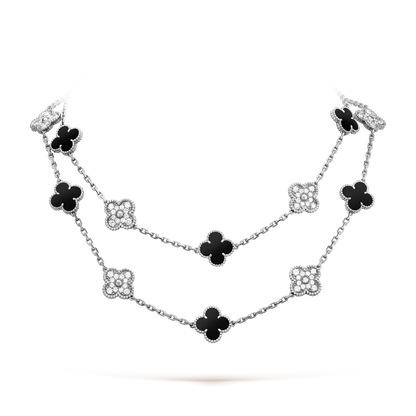 [Vera Jewelry]CLOVER 20 MOTIFS ONYX DIAMOND SILVER
