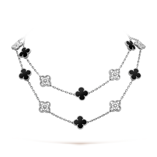 [Vera  Jewelry]CLOVER 20 MOTIFS ONYX DIAMOND SILVER