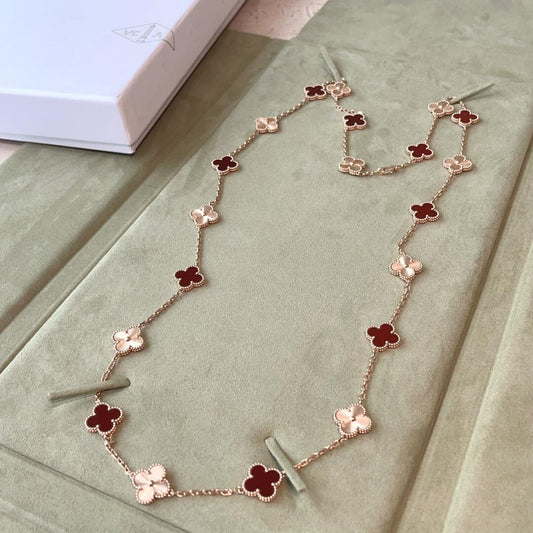 [Vera Jewelry]CLOVER 20 MOTIFS LASER CARNELIAN NECKLACE