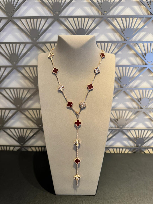 [Vera Jewelry]CLOVER 20 MOTIFS LASER CARNELIAN NECKLACE