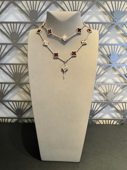 [Vera Jewelry]CLOVER 20 MOTIFS LASER CARNELIAN NECKLACE