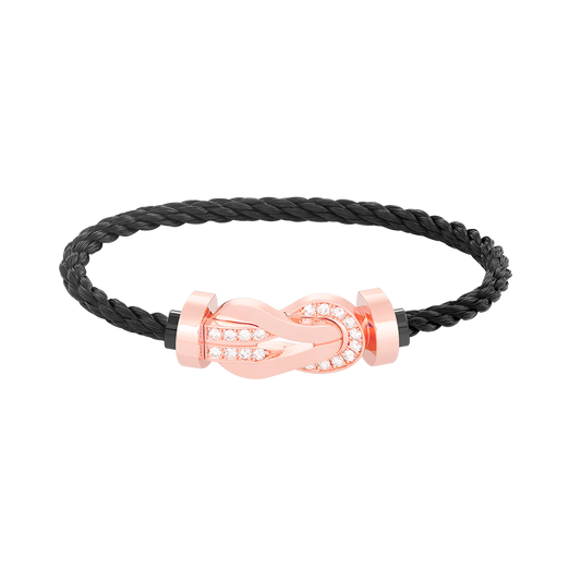 [Vera Jewelry]CHANCE LARGE 8 FIGURE BUCKLE HALF DIAMOND BRACELET ROSE GOLD