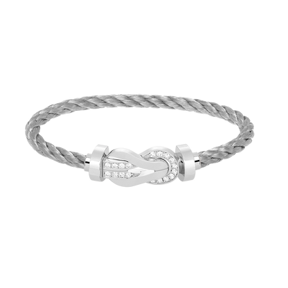 [Vera Jewelry]CHANCE LARGE 8 FIGURE BUCKLE HALF DIAMOND BRACELET SILVER