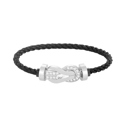 [Vera  Jewelry]CHANCE LARGE 8 FIGURE BUCKLE HALF DIAMOND BRACELET SILVER