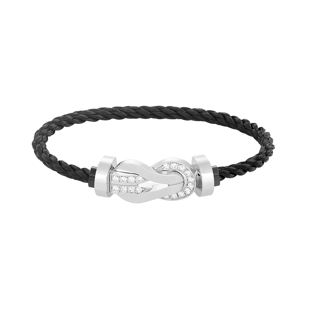 [Vera Jewelry]CHANCE LARGE 8 FIGURE BUCKLE HALF DIAMOND BRACELET SILVER