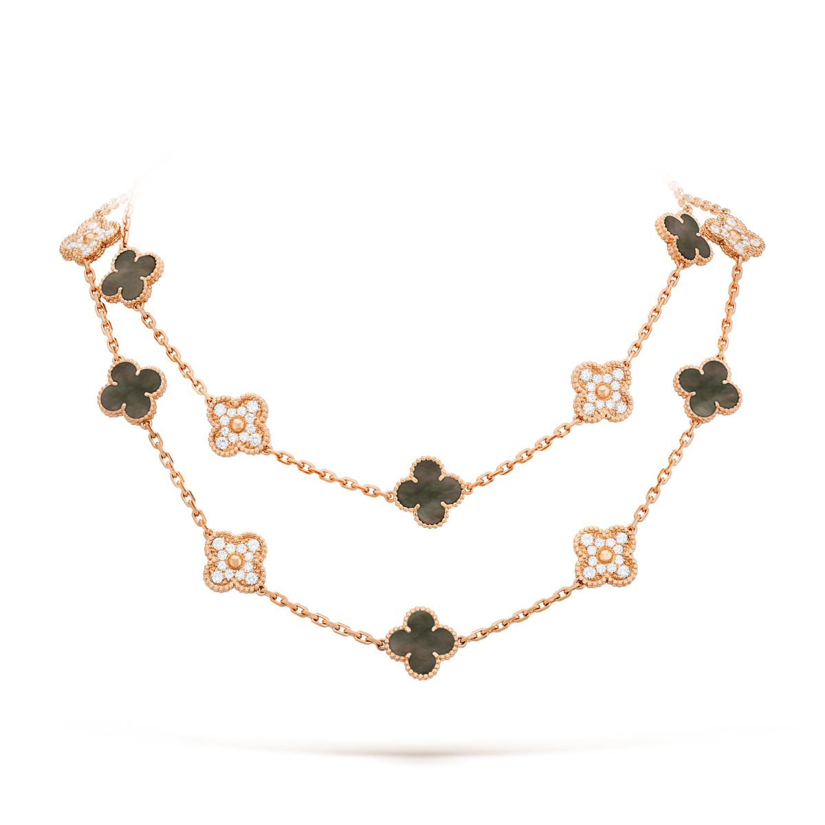 [Vera Jewelry]CLOVER 20 MOTIFS DARK MOP DIAMOND  NECKLACE