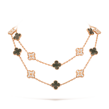 [Vera Jewelry]CLOVER 20 MOTIFS DARK MOP DIAMOND  NECKLACE