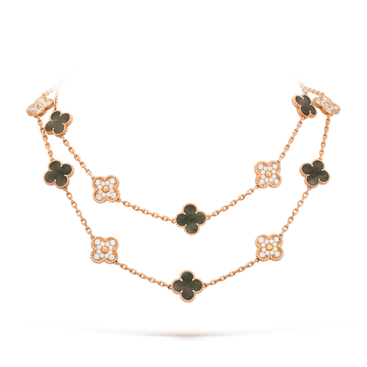 [Vera Jewelry]CLOVER 20 MOTIFS DARK MOP DIAMOND  NECKLACE