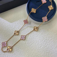 [Vera Jewelry]CLOVER 10 MOTIFS  LASER PINK MOP NECKLACE