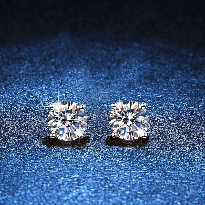 [Vera  Jewelry]FOUR-PRONG MOISSANITE EARRINGS
