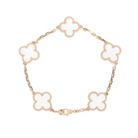 [Vera Jewelry]CLOVER 5 MOTIF ROCK CRYSTAL PINK GOLD BRACELET