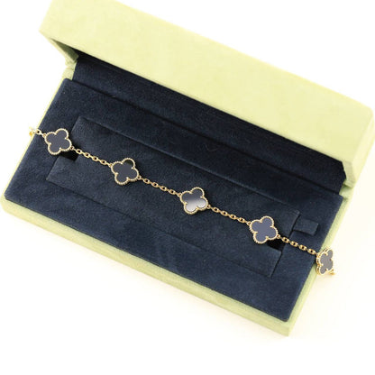 [Vera  Jewelry]LUCKY CLOVER 5-MOTIF BRACELET - BLACK OXNY COLLECTION