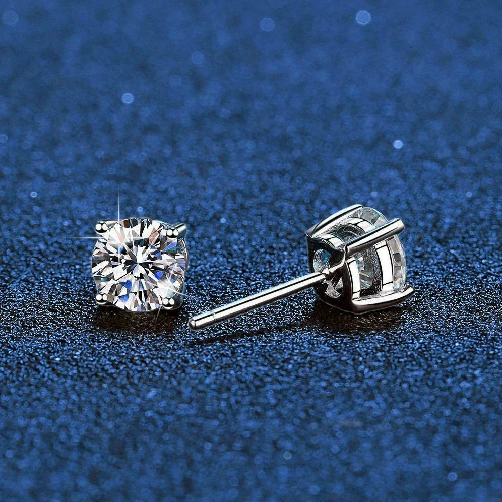[Vera  Jewelry]FOUR-PRONG MOISSANITE EARRINGS