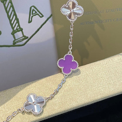 [Vera  Jewelry]CLOVER  5 MOTIFS  PURPLE VIOLET BRACELET SILVER