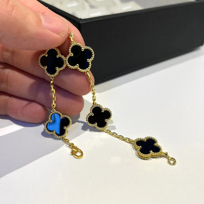 [Vera Jewelry] CLOVER 5 MOTIF ONYXS BRACELET COLLECTION