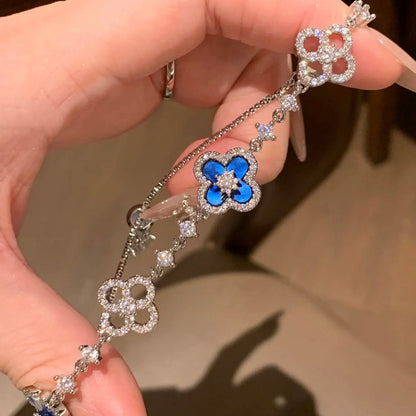[Vera Jewelry]CLOVER 5 MOTIF PINK BLUE RED WHITE BRACELET