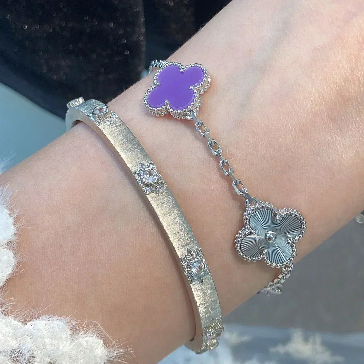 [Vera  Jewelry]LUCKY CLOVER 5-MOTIF BRACELET - VIOLET COLLECTION