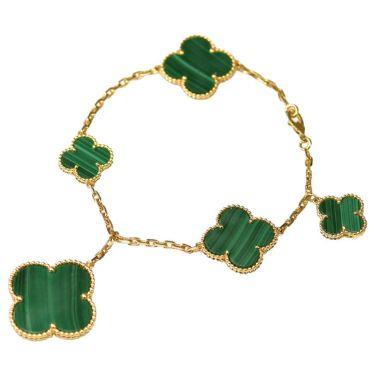 [Vera Jewelry]MAGIC CLOVER MALACHITE GOLD BRACELET 5 MOTIFS