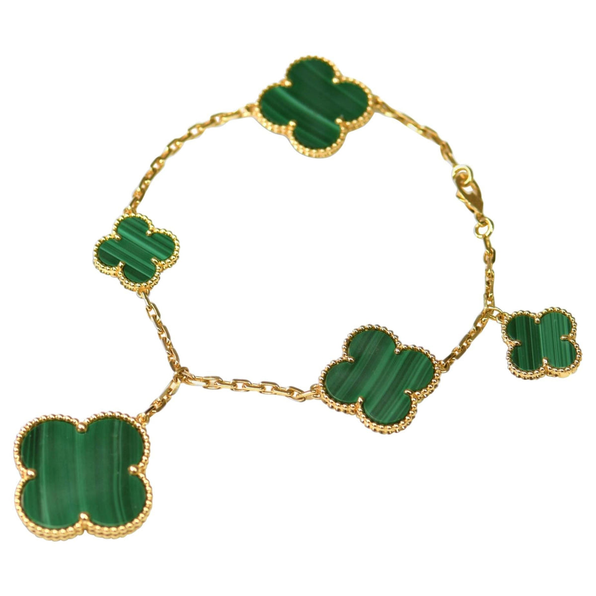 [Vera  Jewelry]MAGIC CLOVER MALACHITE GOLD BRACELET 5 MOTIFS