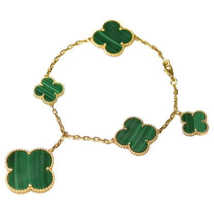 [Vera  Jewelry]MAGIC CLOVER MALACHITE GOLD BRACELET 5 MOTIFS