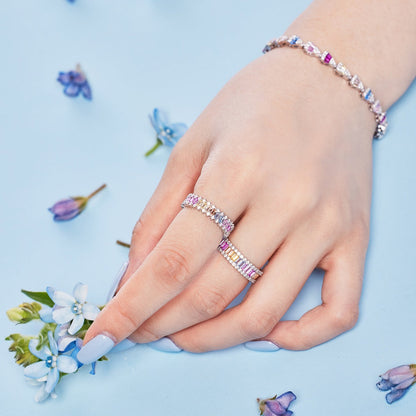 [Vera Jewelry]Dainty Kaleidoscopic Emerald Cut Daily Ring