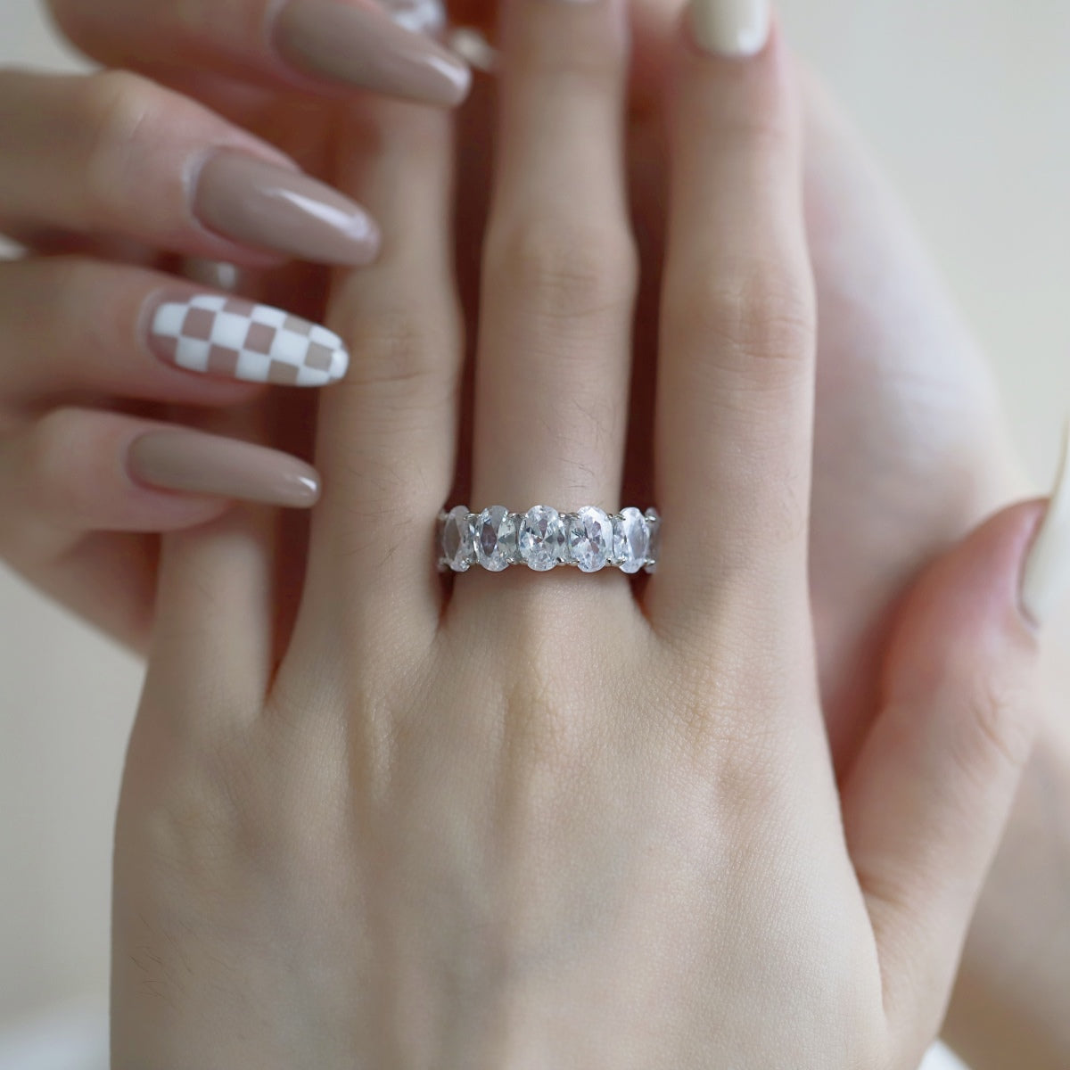 [Vera Jewelry]Dainty Elongated Cushion Cut Tennis Ring