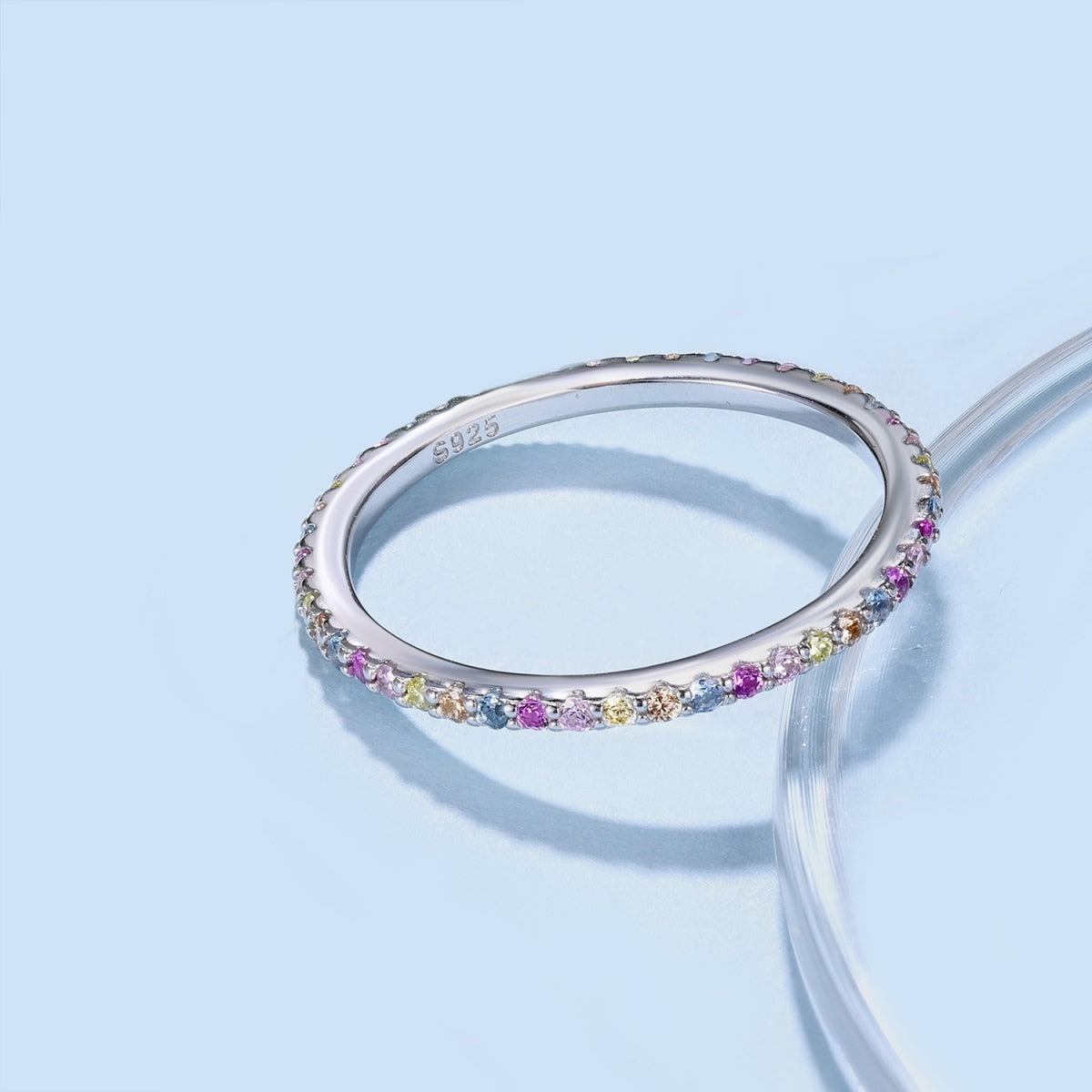 [Vera Jewelry]Ornate Colorful Round Cut Tennis Ring