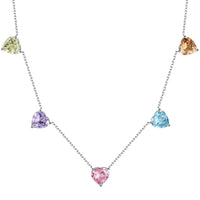 [Vera Jewelry]Sparkling Colorful Heart Cut Necklace