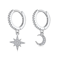 [Vera Jewelry]Star and Moon Asymmetric Earrings