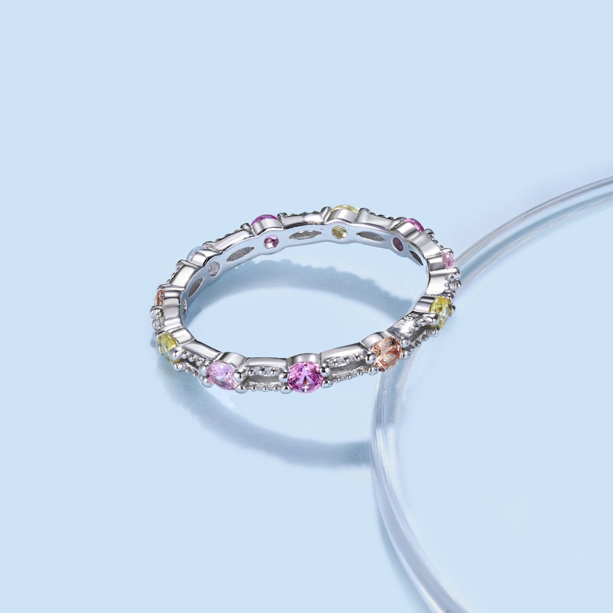 [Vera Jewelry]Sparkling Colorful Round Cut Tennis Ring