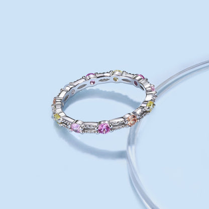 [Vera Jewelry]Sparkling Colorful Round Cut Tennis Ring