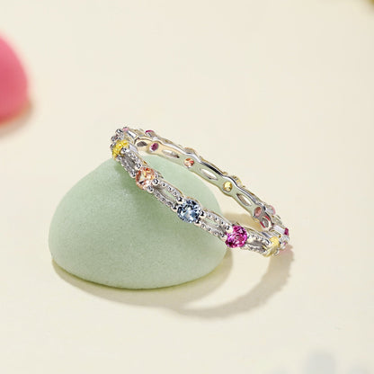 [Vera Jewelry]Sparkling Colorful Round Cut Tennis Ring