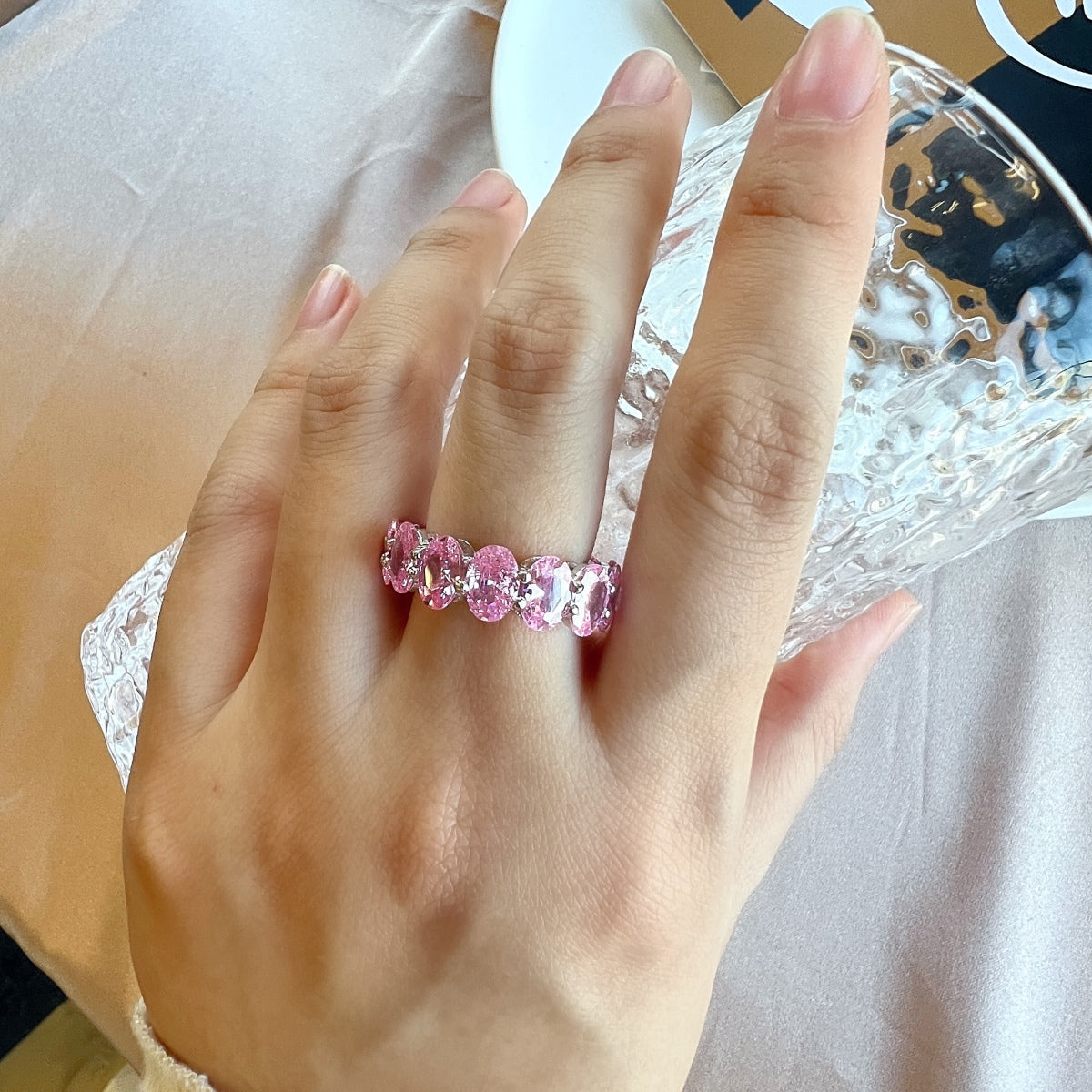 [Vera Jewelry]Dainty Elongated Cushion Cut Tennis Ring