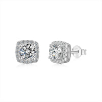 [Vera Jewelry]Classic Round Center Stone Stud Earrings