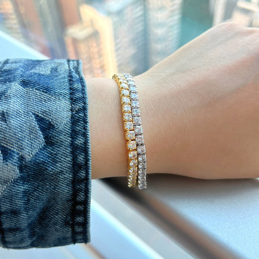 [Vera Jewelry] Funkelndes, strahlendes Tennisarmband mit Prinzessschliff