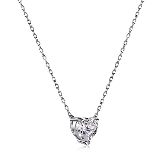 [Vera Jewelry]Heart Shape Main Stone Pendant Collarbone Necklace