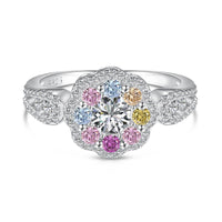 [Vera Jewelry]Delicate Colorful Round Cut Flower Shape Wedding Ring