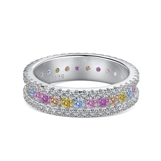 [Vera Jewelry]Delicate Colorful Round Cut Daily Ring