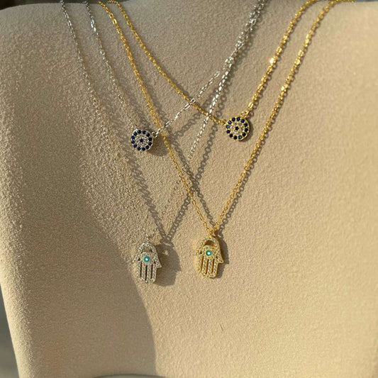 [Vera Jewelry]Dämonenauge Hamsa-Hand Halskette