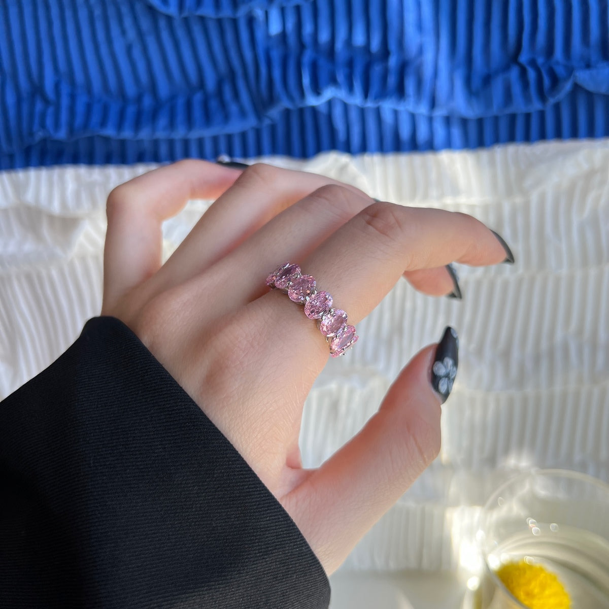 [Vera Jewelry]Dainty Elongated Cushion Cut Tennis Ring
