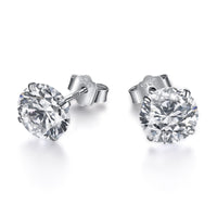 [Vera Jewelry]Stylish Shiny Round Center Stone Stud Earrings