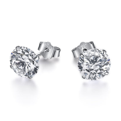 [Vera Jewelry]Stylish Shiny Round Center Stone Stud Earrings