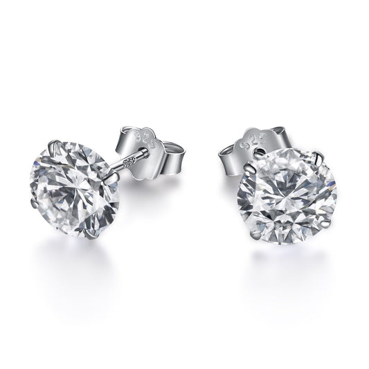 [Vera Jewelry]Stylish Shiny Round Center Stone Stud Earrings