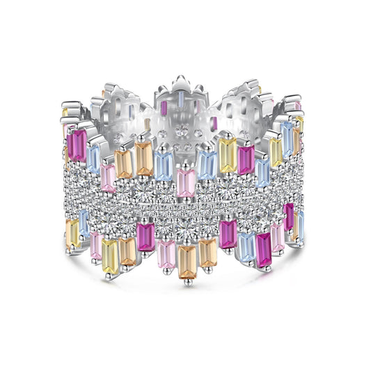 [Vera Jewelry]Luxurious Colorful Radiant Cut Daily Ring