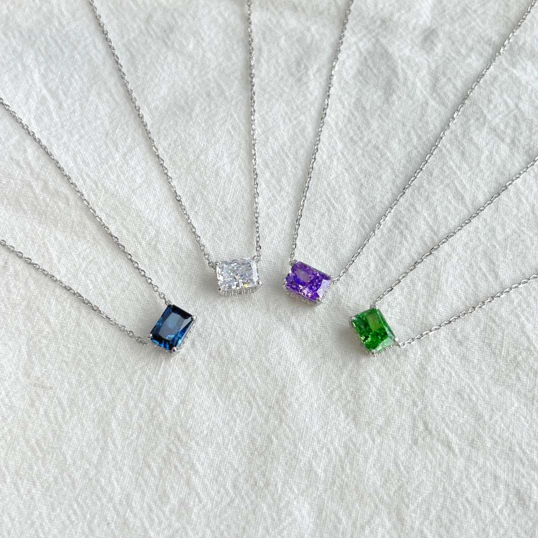 [Vera Jewelry]Luxurious Square Shape Colorful Necalack