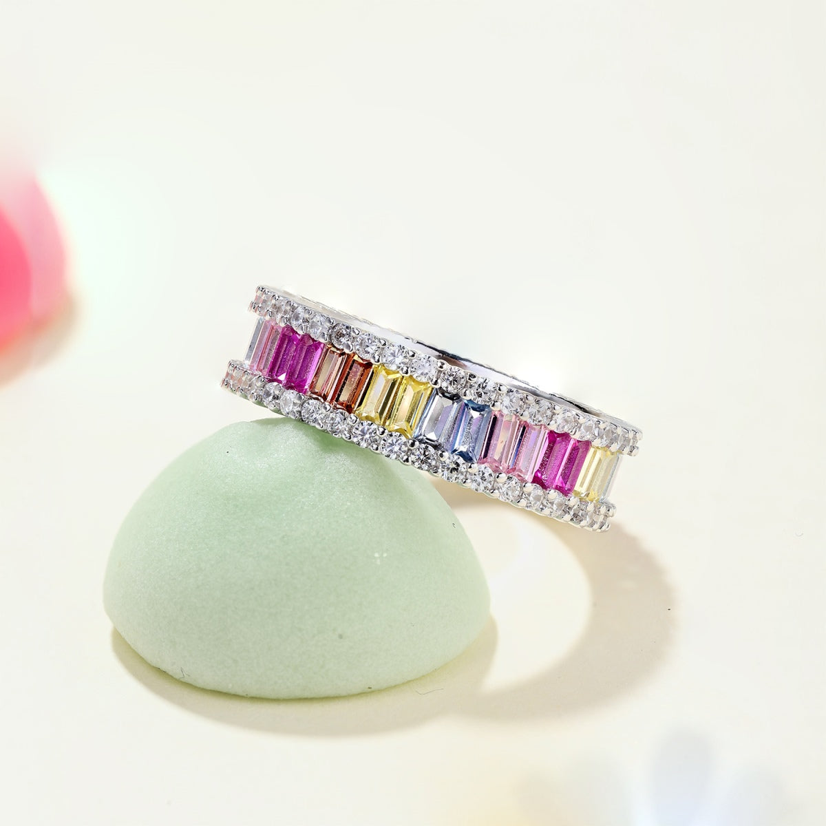 [Vera Jewelry]Dainty Kaleidoscopic Emerald Cut Daily Ring