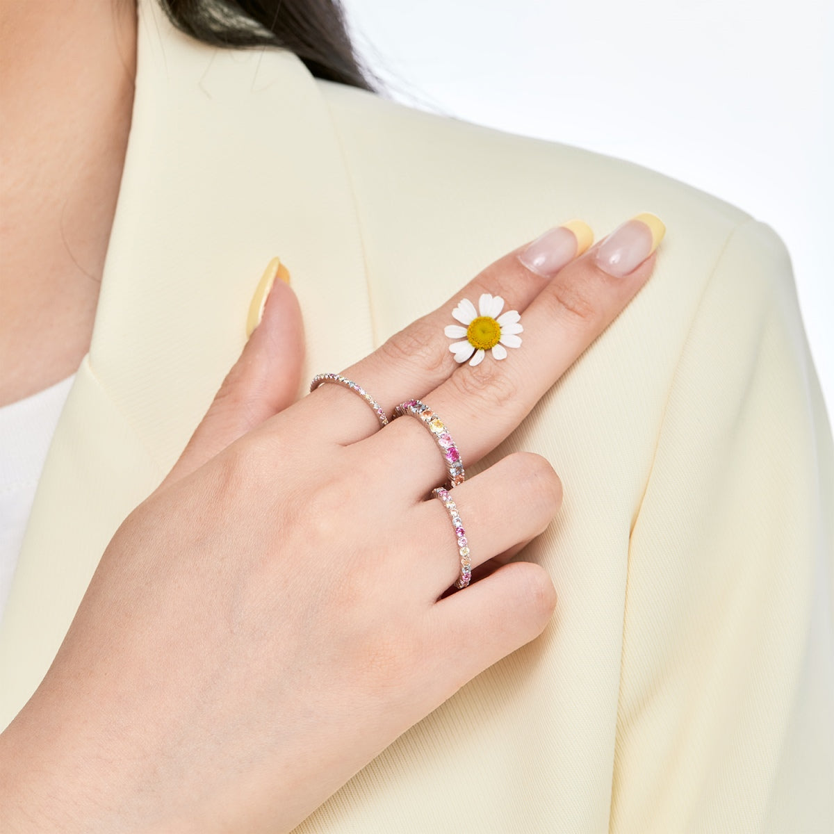 [Vera Jewelry]Dazzling Lustrous Round Cut Tennis Ring
