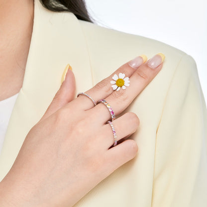 [Vera Jewelry]Dazzling Lustrous Round Cut Tennis Ring